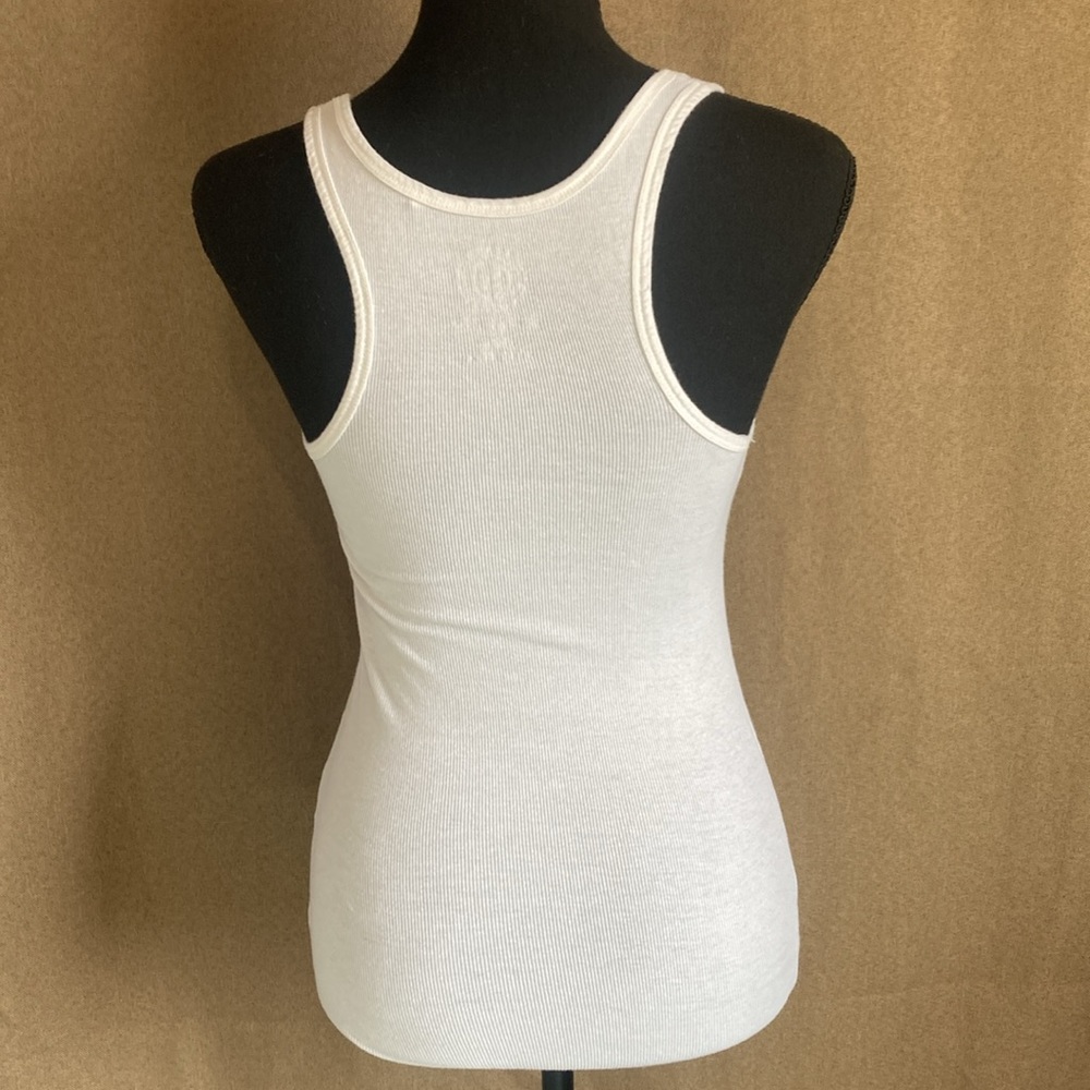 SO White Racer Back Ribbed Tank Top Size Medium - Picture 3 of 7